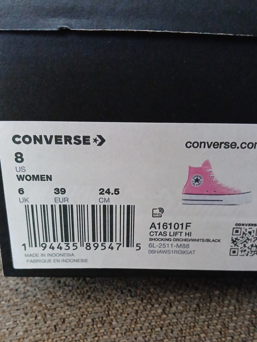 NIB Women's Pink Converse High Top Platform Canvas Chuck Taylor Sneakers, Size 8 - Picture 6 of 6